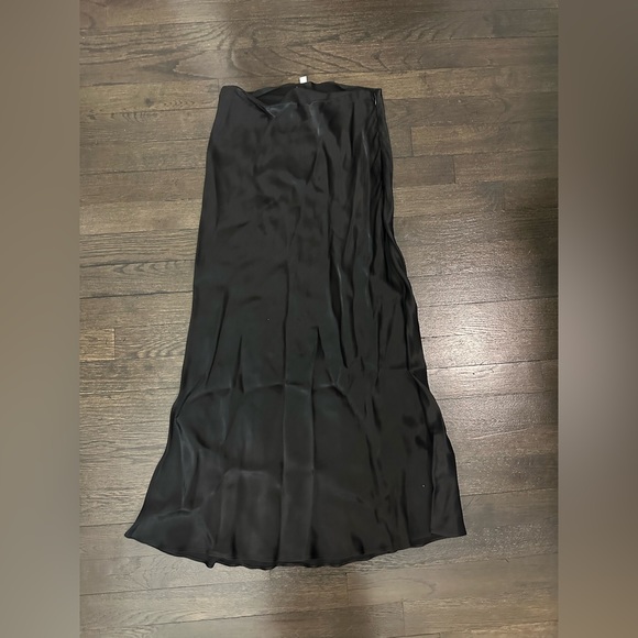 Iris and Ink Brooklyn Black Satin Midi Skirt - Picture 5 of 5